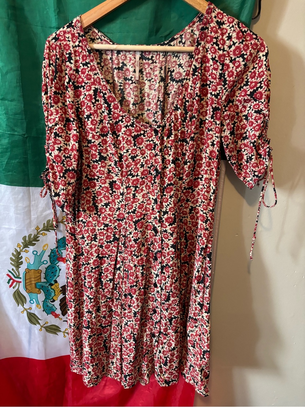 Free People Red and White Floral Midi Dress